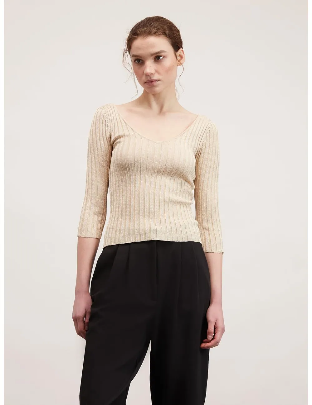 Motivi Gerippter Lurex-Pullover Pullover Glitzer-Garn