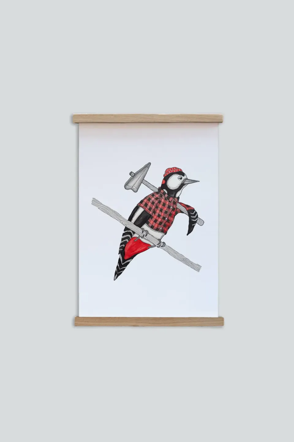 LAKOR Woodpecker Plakat Poster Weiß 250g