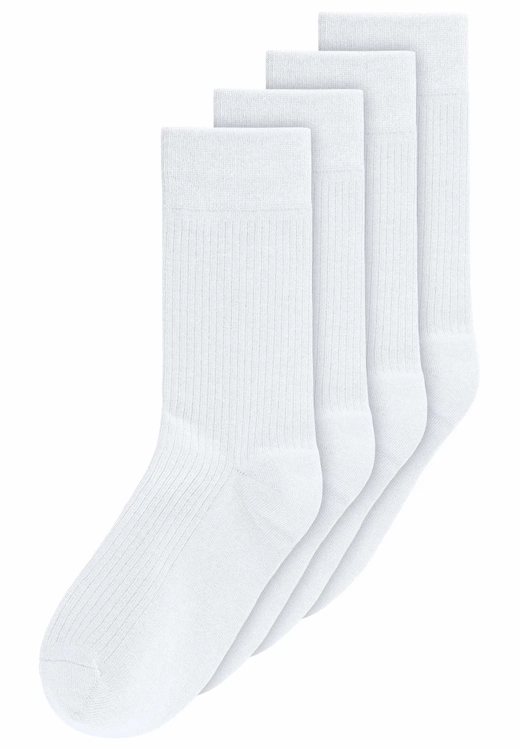 MELA Gerippte Socken 4 Paare weiß 39-42 Bio-Baumwolle