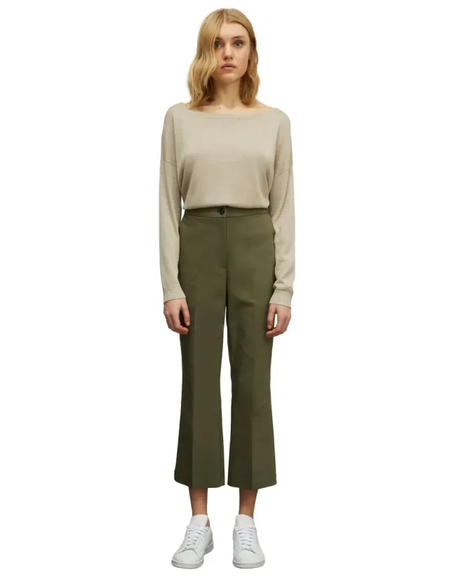 Motivi Kick-Flare-Hose Baumwolle Bügelfalte unifarben