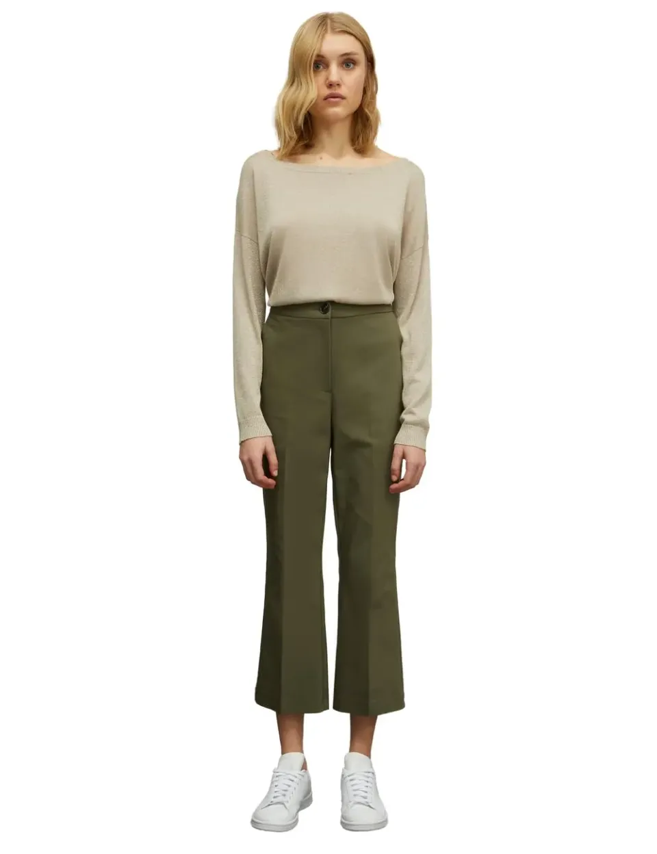Motivi Kick-Flare-Hose Baumwolle Bügelfalte unifarben