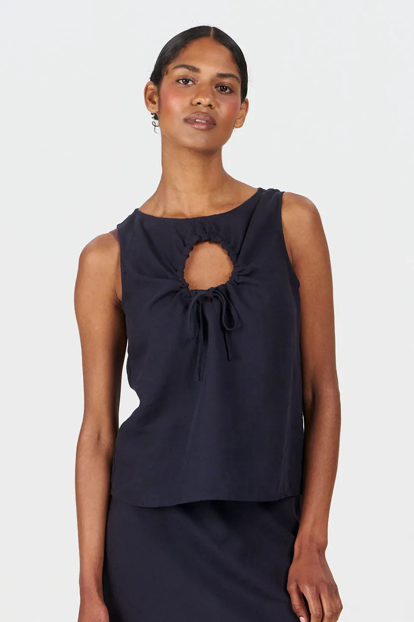 KOMODO ZIZI Top Navy Tencel-Leinen atmungsaktiv