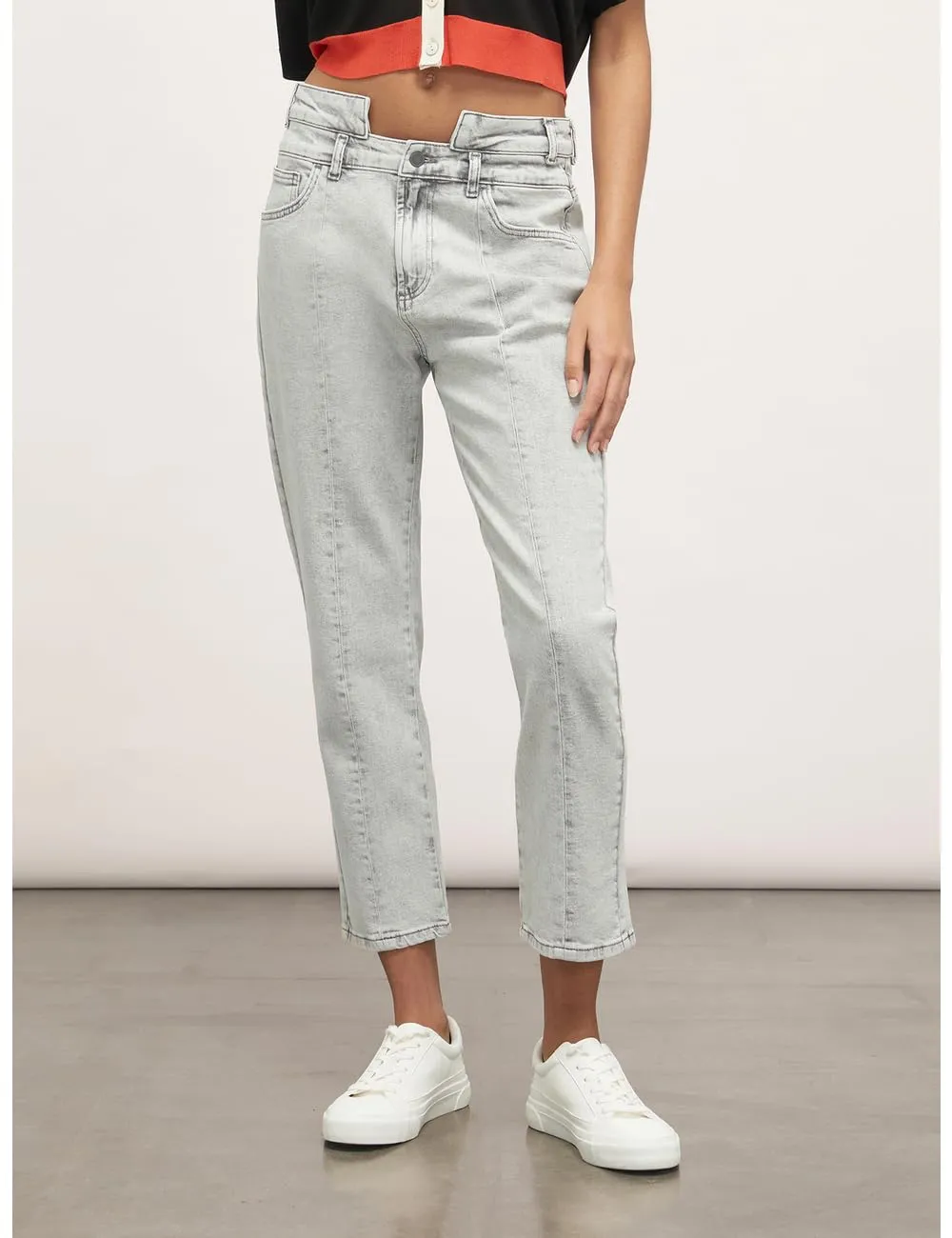 Motivi Spring Summer 24 Jeans gerade graue Waschung Denim