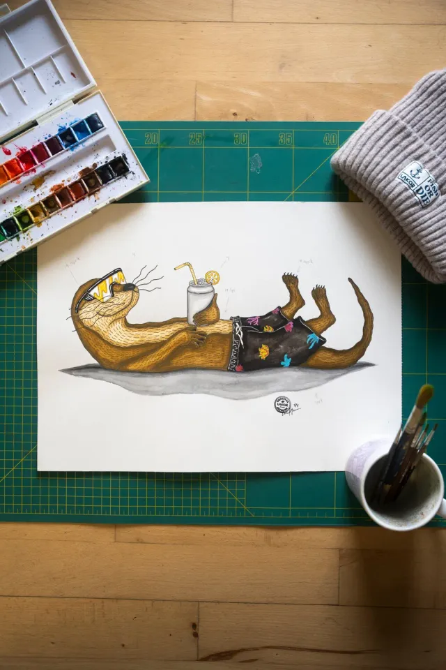 LAKOR An Otter Vacation Original Poster Weiß Recyclingpapier