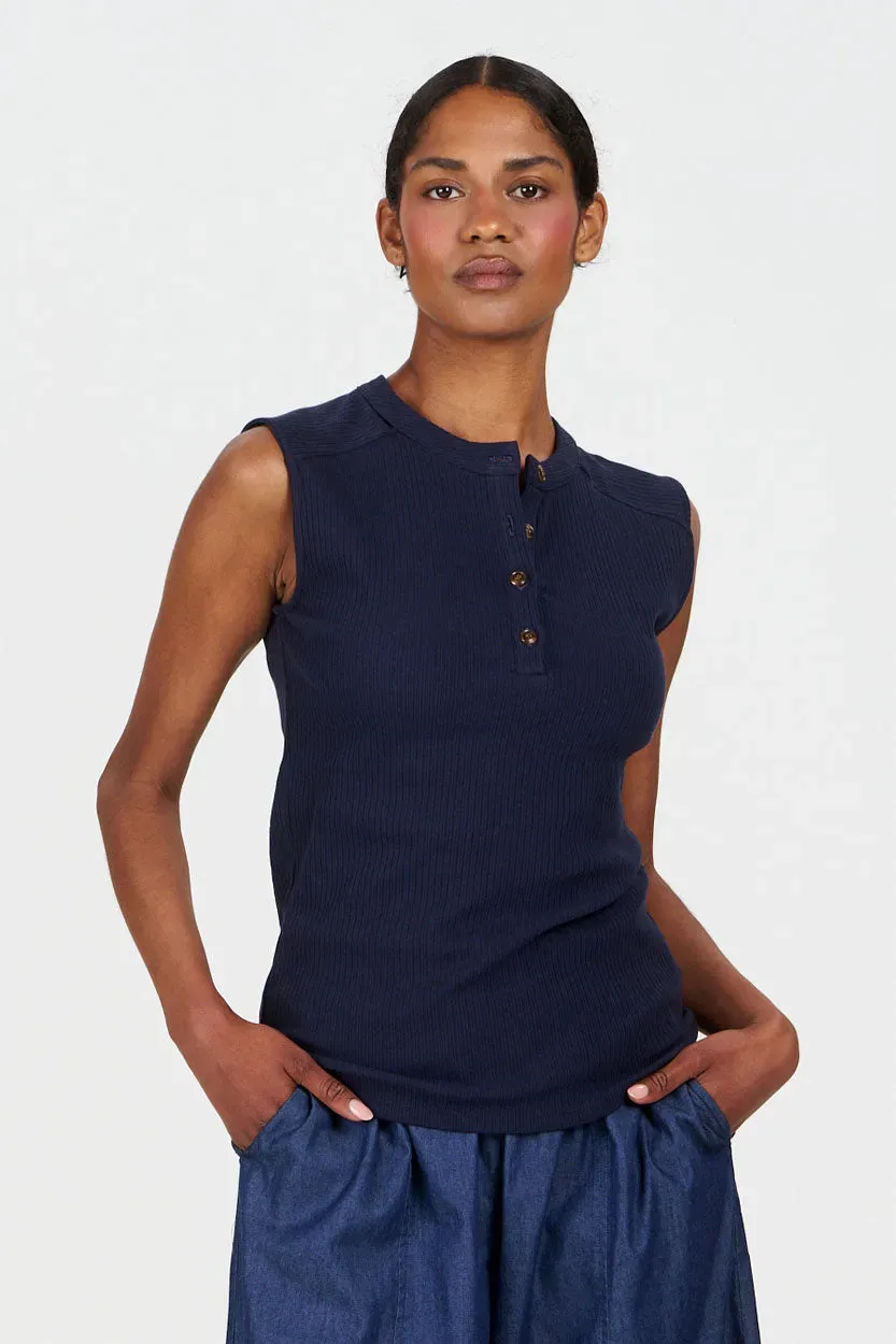 KOMODO TINA Tank Top Navy aus Bio-Baumwolle Ripp