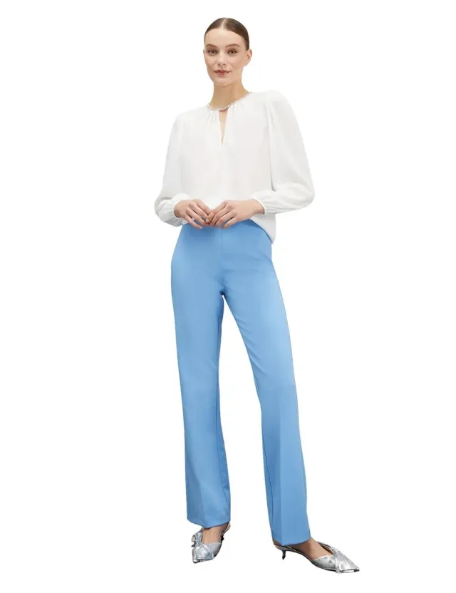 Motivi Bluse mit Kristallsteinchen Krepp Langarm