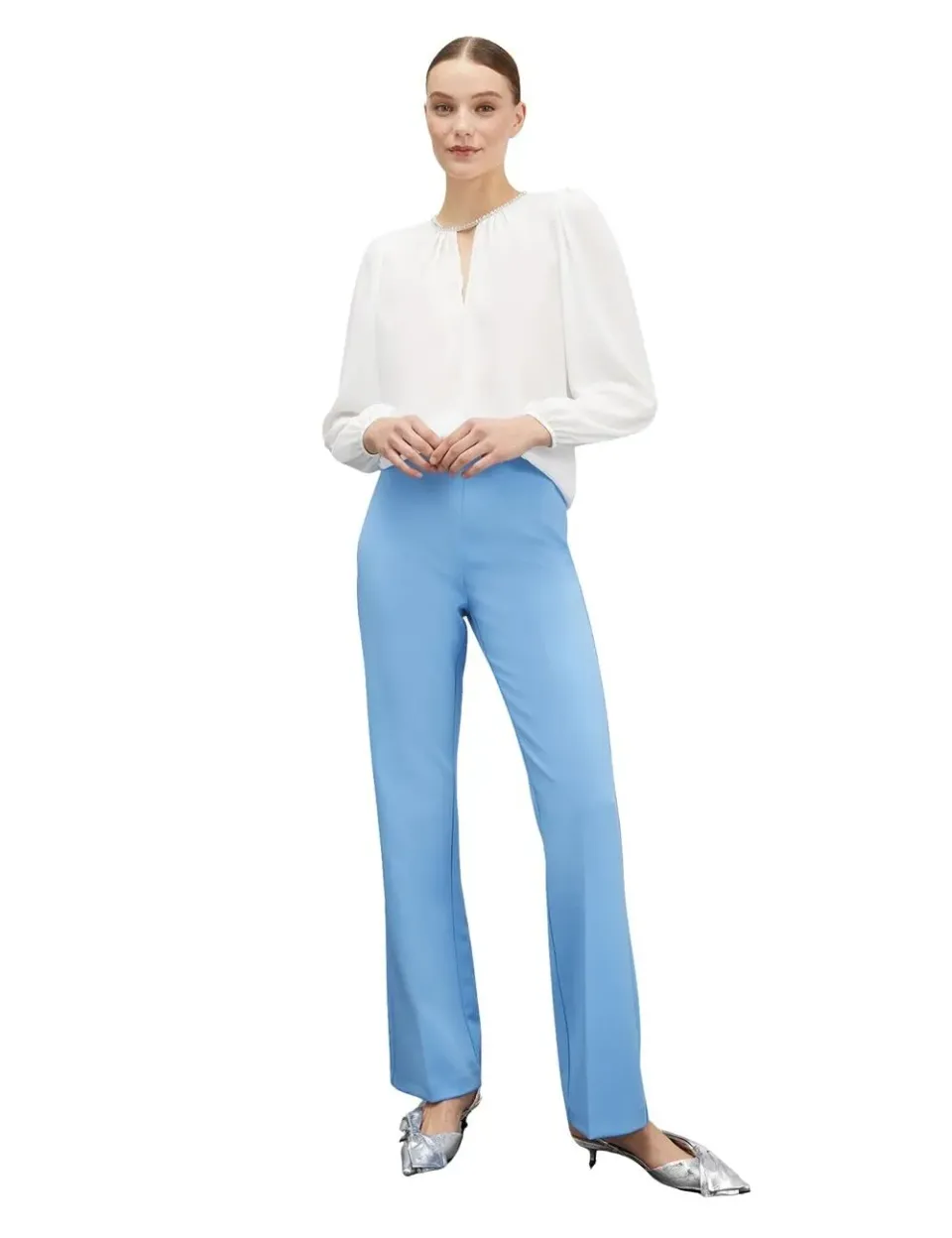 Motivi Bluse mit Kristallsteinchen Krepp Langarm
