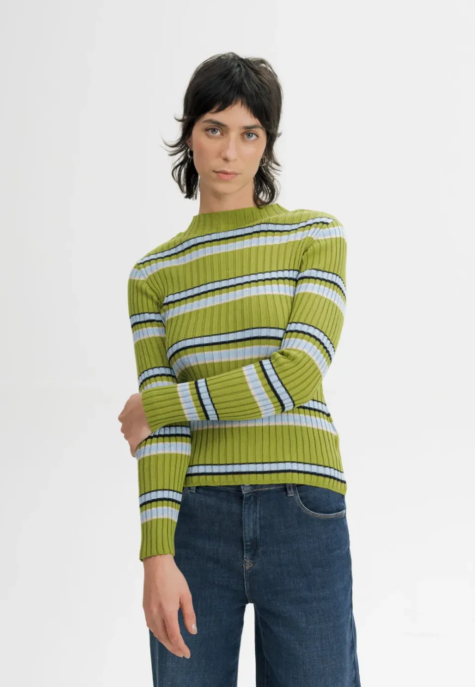 MELA NAMARI Strickpullover kiwi cream melange