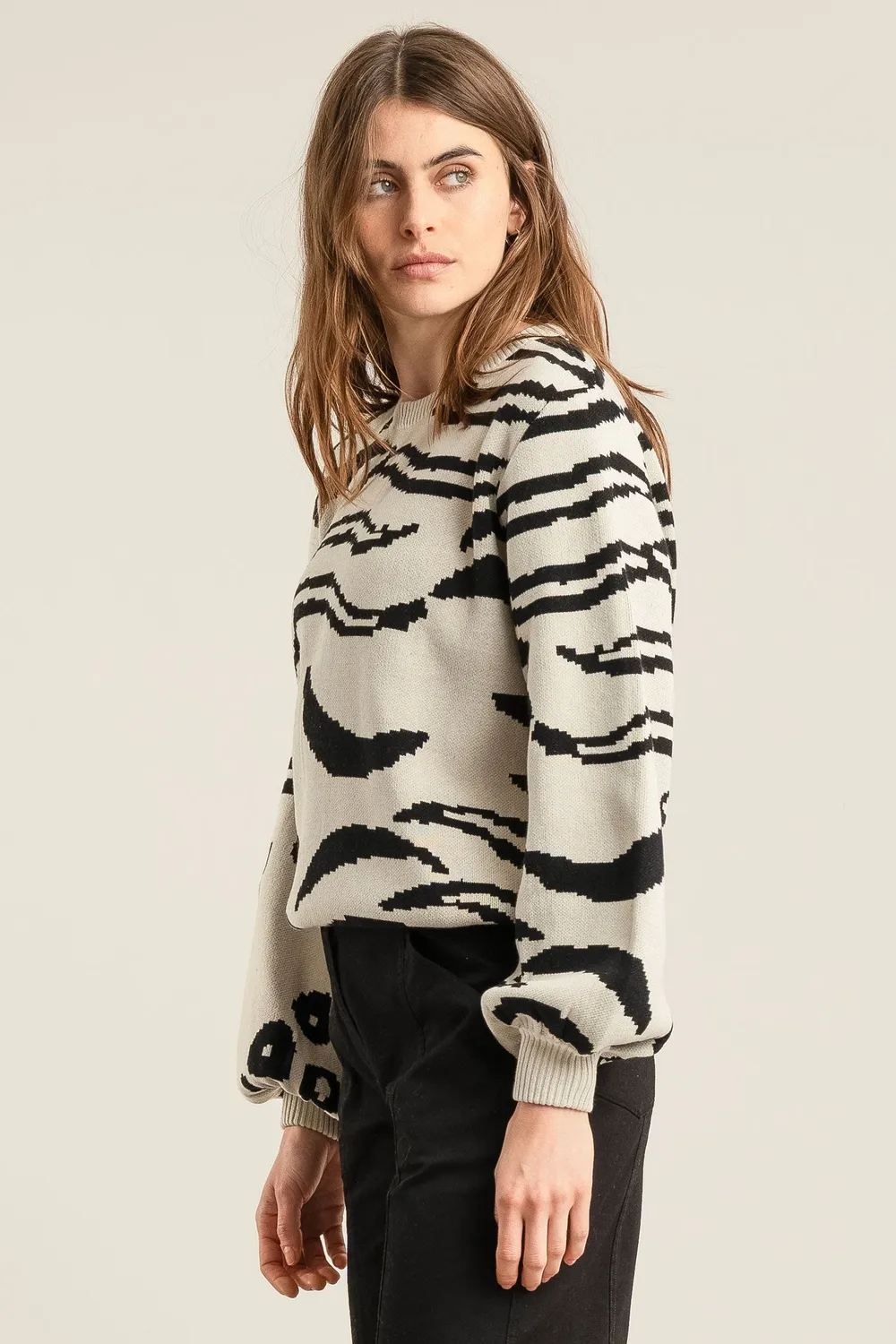 KOMODO TIGER HOPE Pullover Ecru Tigerprint Bio