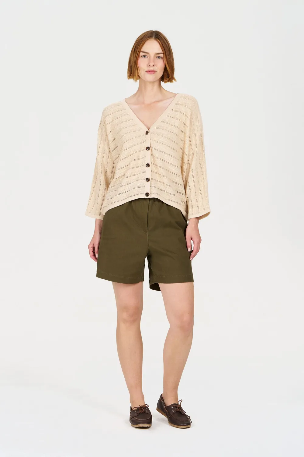 KOMODO MALI Strickjacke Sand Ramie-Baumwolle Damen