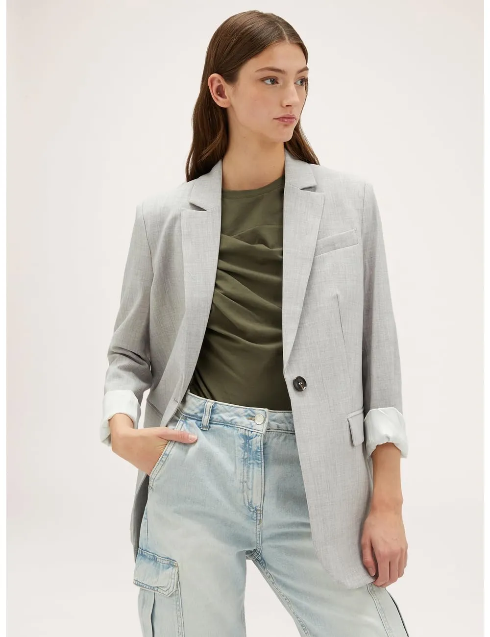 Motivi Einreihiger Blazer grau Gr.44 Viskose