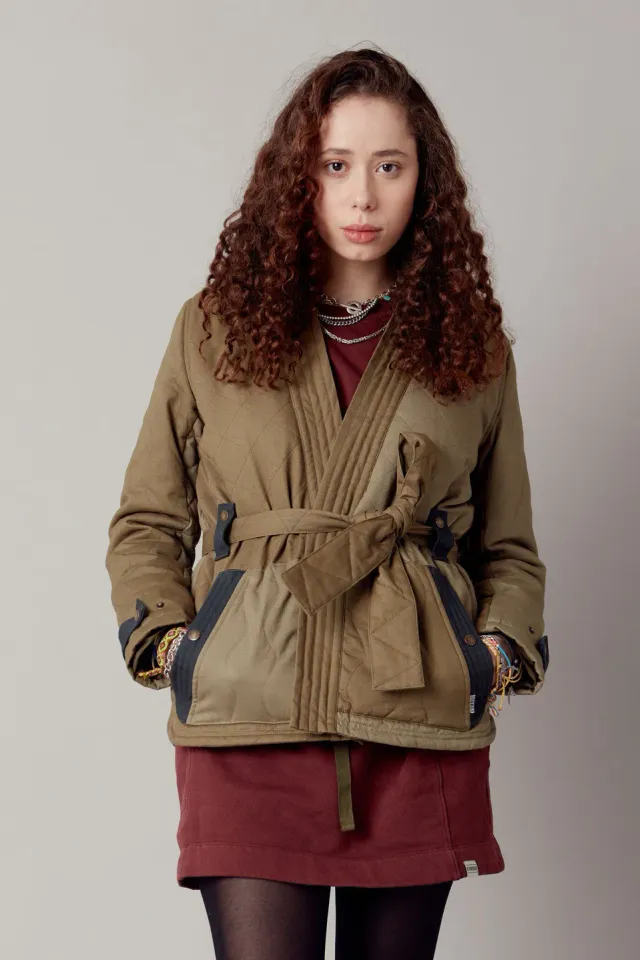 KOMODO ZURI Patchwork-Jacke Grün Damen Bio-Baumwolle