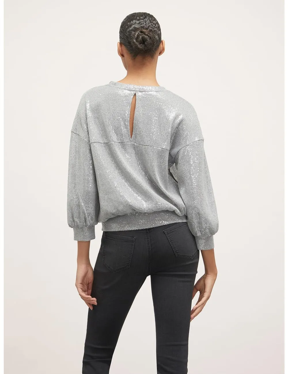 Motivi Sweatshirt kurz Shiny-Optik Ballonärmel