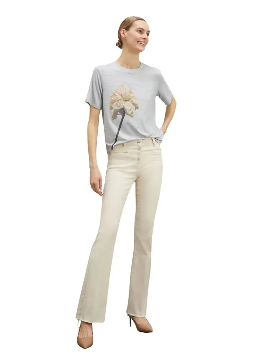 motivi Spring Summer 24 Boxy T-Shirt Blumen Viskose