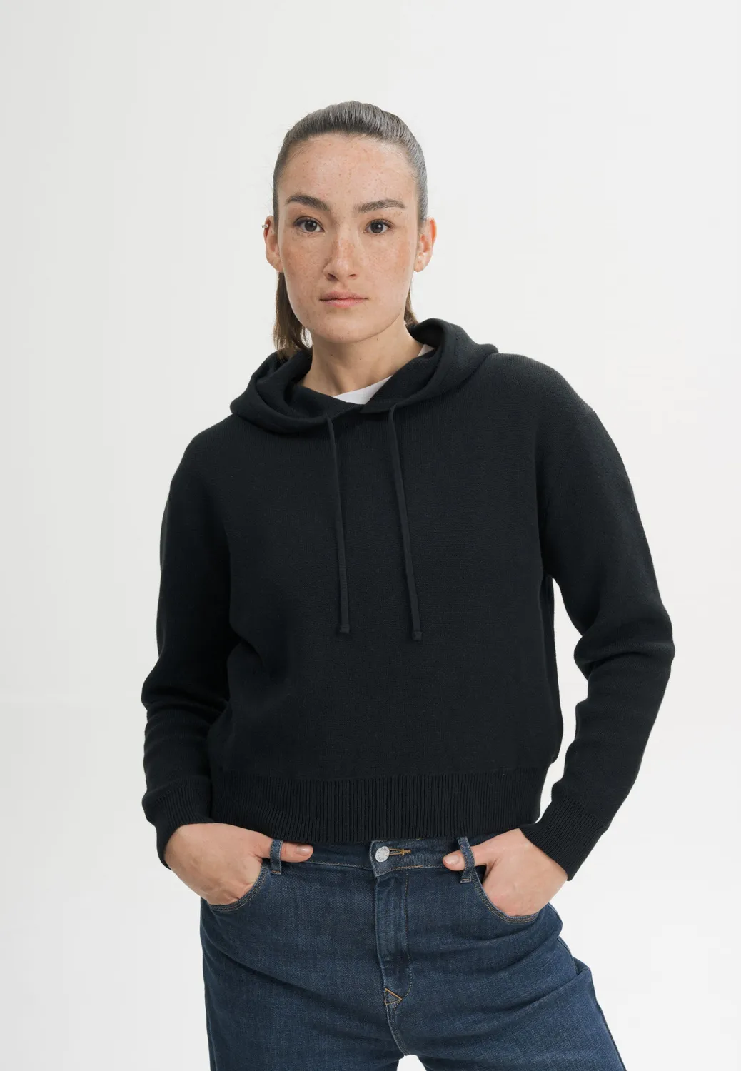 MELA JANISHA Strick-Kapuzenpullover Bio-Baumwolle