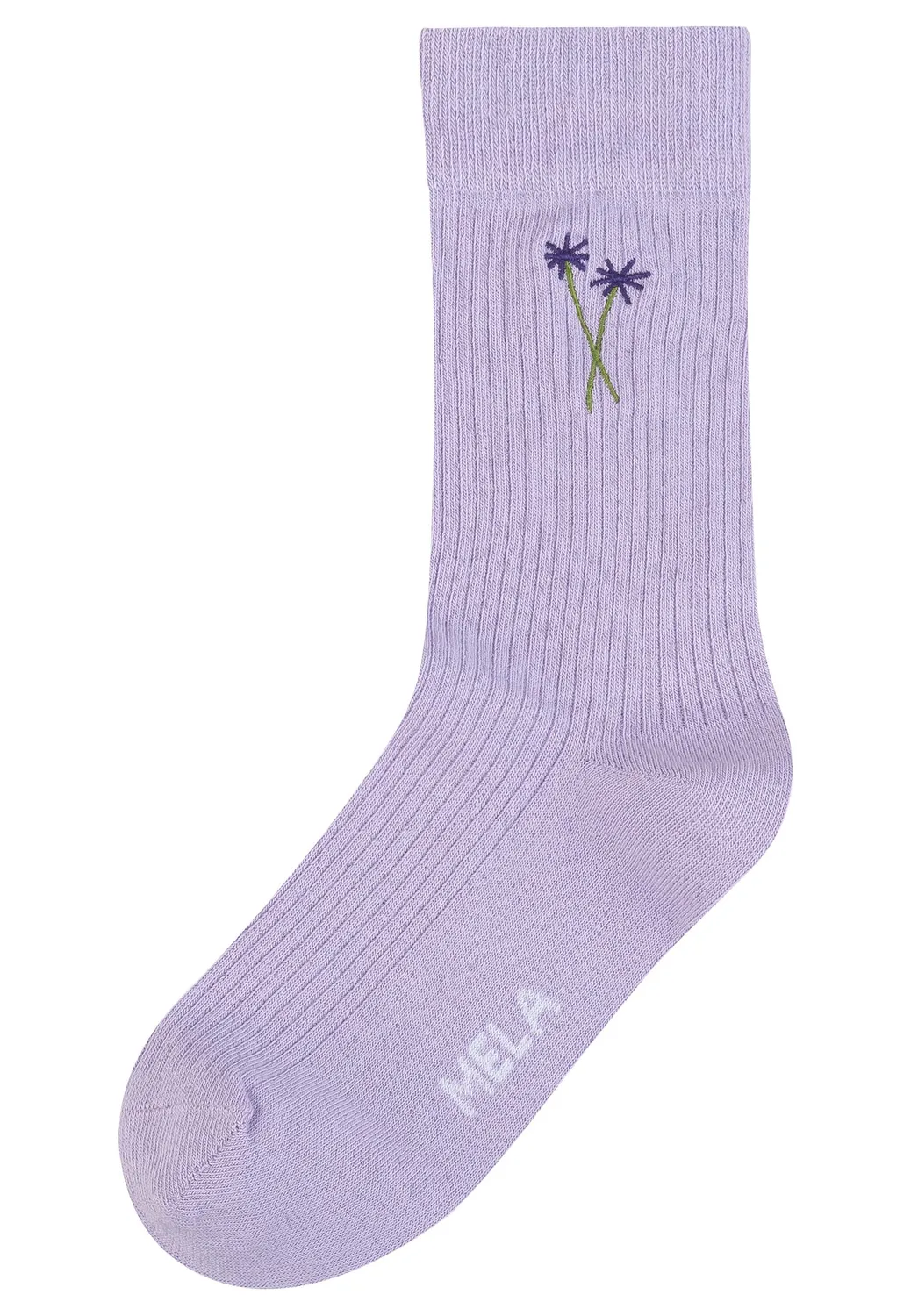 MELA Socken Stickerei gerippt 1 Paar cream klee Bio-Baumwolle