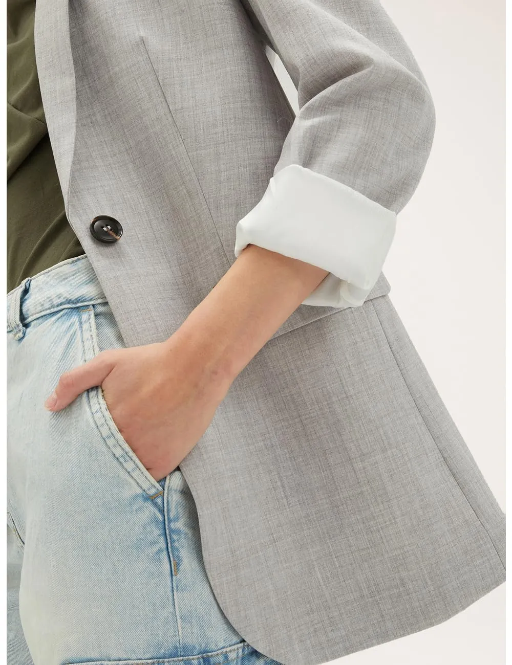 Motivi Einreihiger Blazer grau Gr.44 Viskose