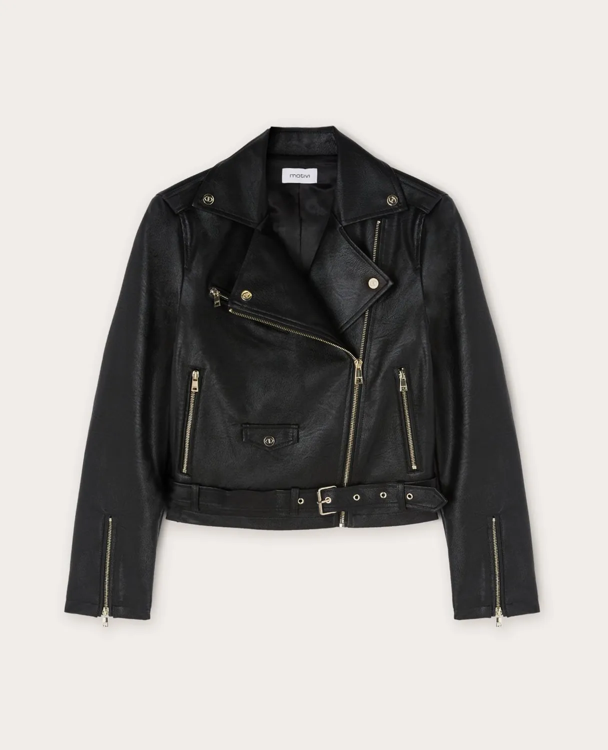 Motivi Bikerjacke in Leder-Optik Jacke mit Gürtel