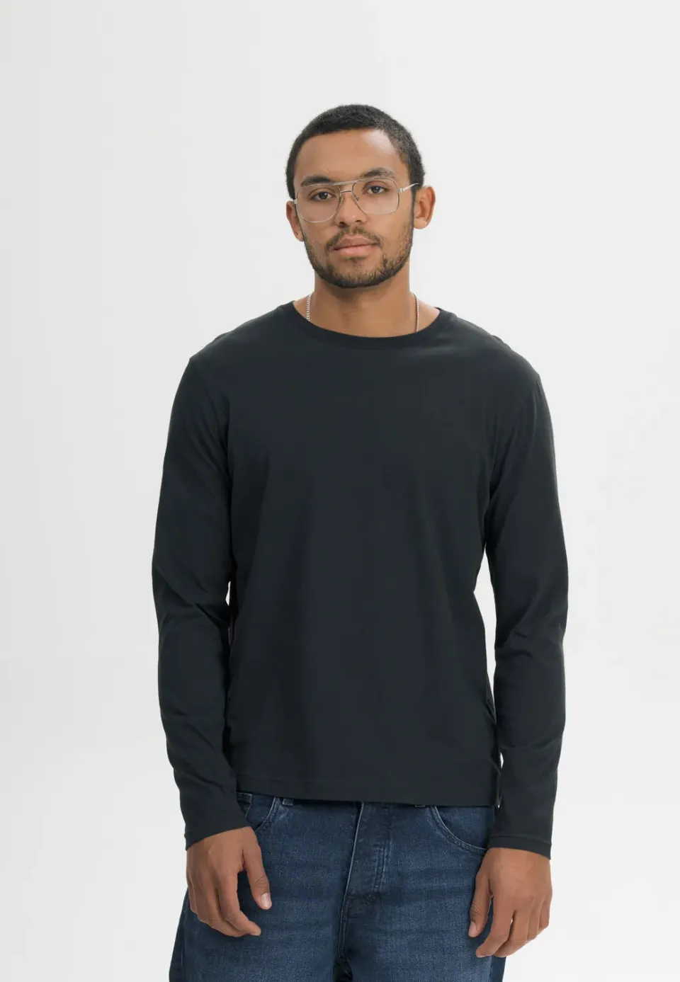 MELA JERIN Langarmshirt schwarz Gr. M Bio-Baumwolle