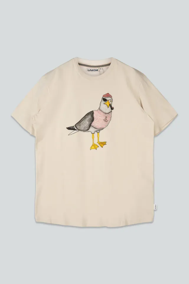 LAKOR Seaborn Seagull T-Shirt Rainy Day Bio-Baumwolle Möwe