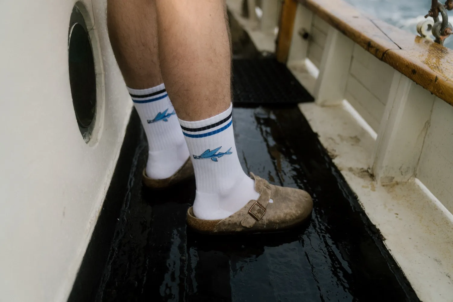 LAKOR Fly Fish Tennis Socken Weiß Baumwolle