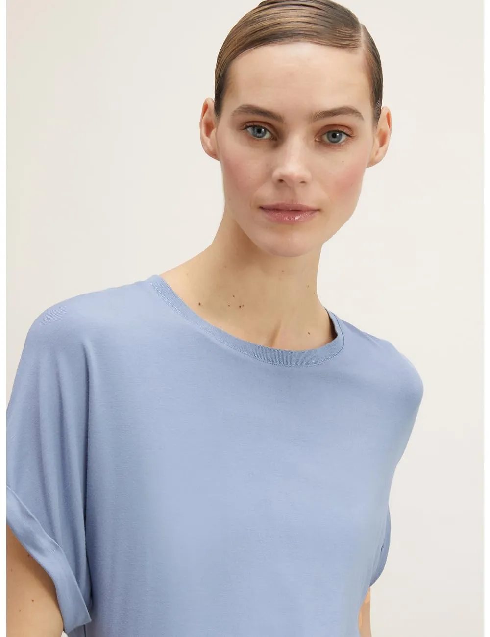 Motivi Oversize T-Shirt Viskose-Jersey Lurex-Ausschnitt