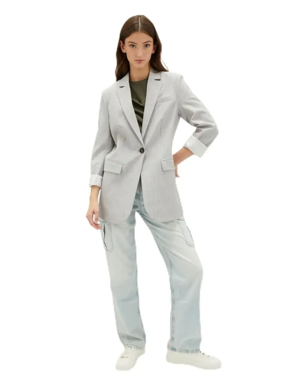 Motivi Einreihiger Blazer grau Gr.44 Viskose