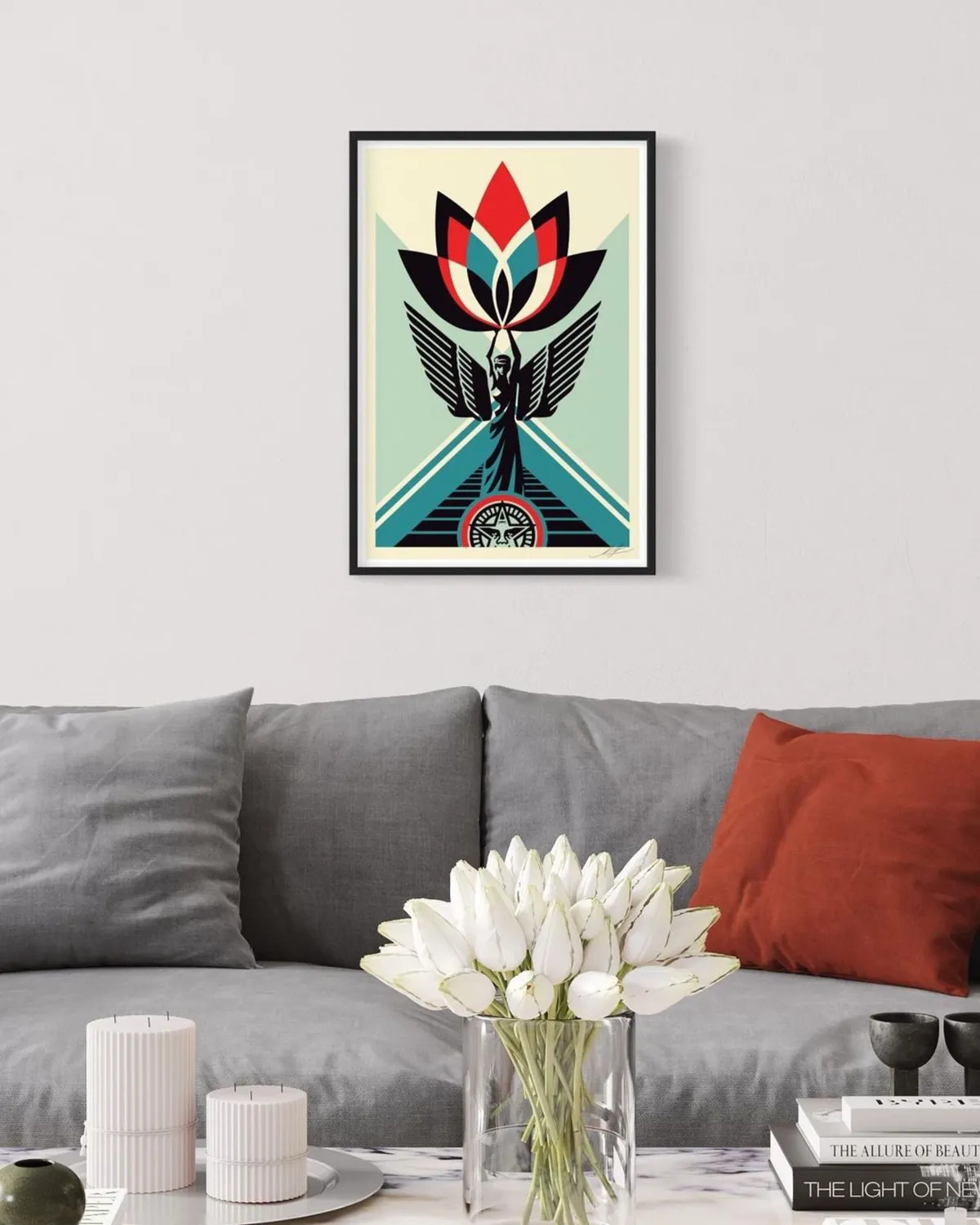 Obey Lotus Angel Signed Offset Lithograph Druck signiert