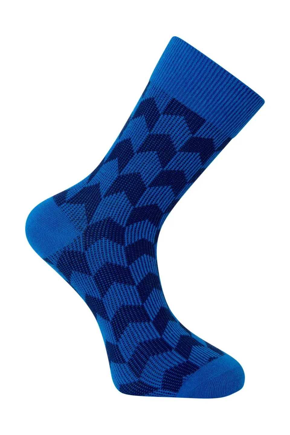 KOMODO CHEVRON Socken Blau Bio-Baumwolle Zickzack