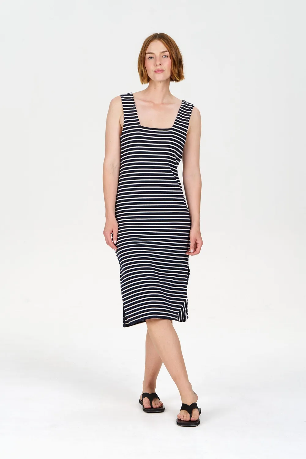 Komodo Bessette Kleid Navy Streifen Bio-Baumwolle