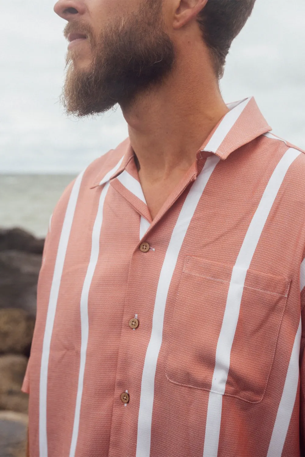 LAKOR Wide Stripe Shirt Mango Lyocell Kurzarm