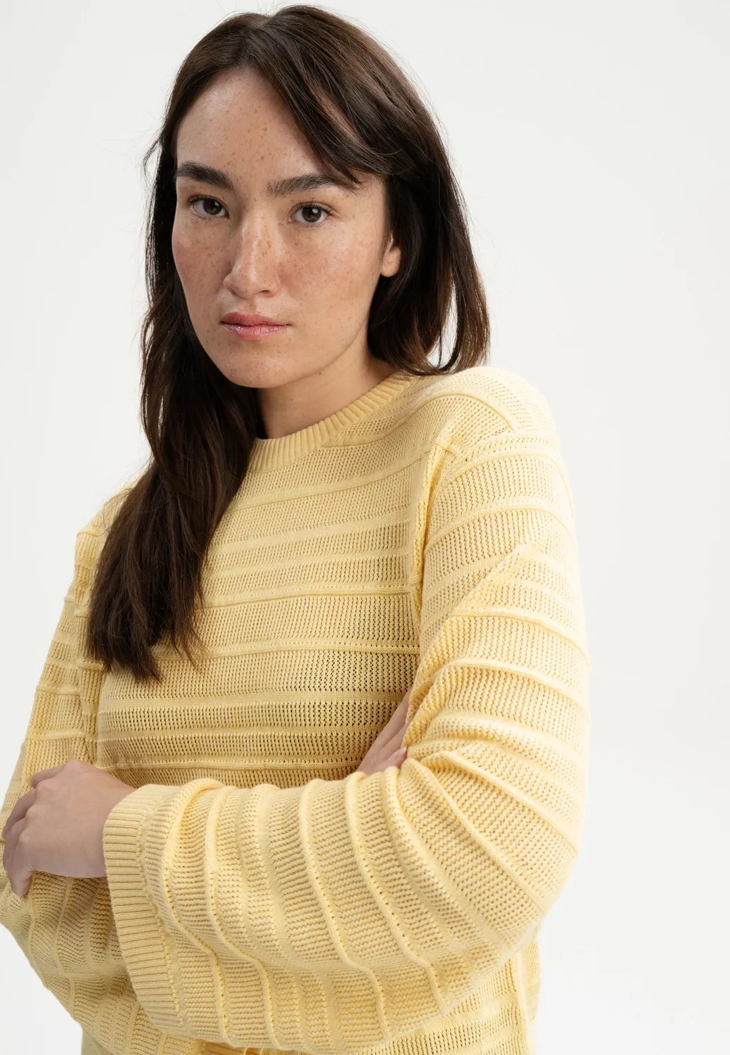 MELA Jalidi Strickpullover Bio-Baumwolle See-through