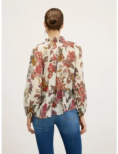 Motivi Bluse Blumenmuster Creponne hoher Kragen