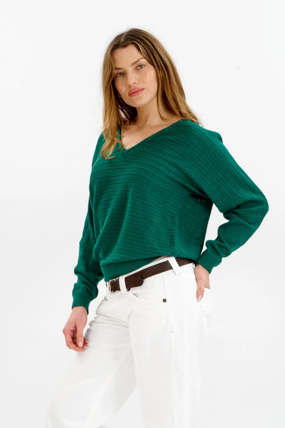 Komodo Pia Pullover Grün Gr. 38 Lochstrick