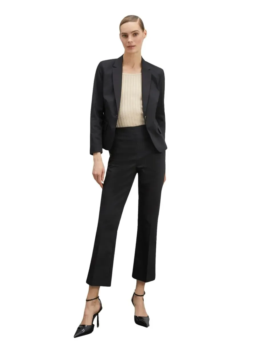 Motivi Kurzer Einreihiger Blazer Baumwolle Revers