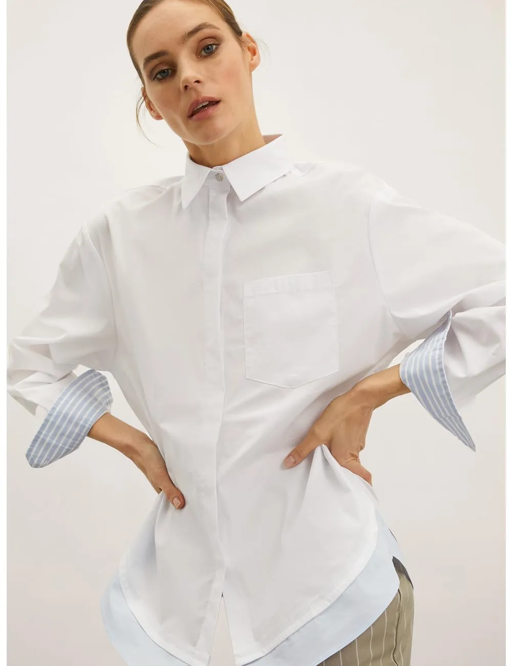 Motivi Oversize Hemdbluse Popeline verdeckte Leiste