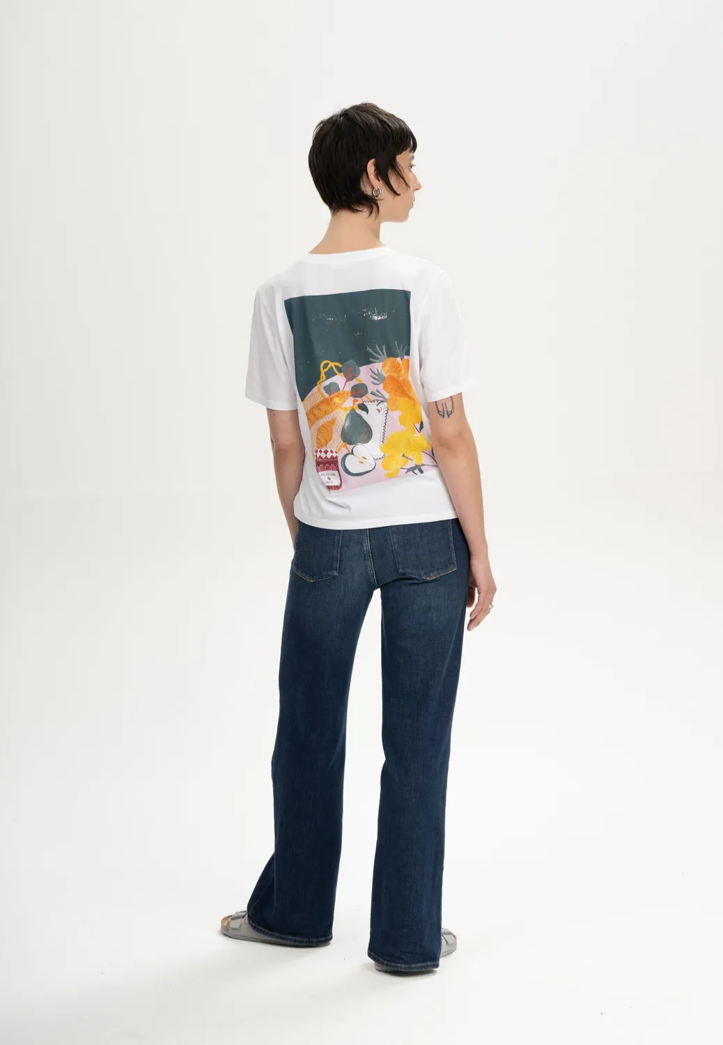 MELA Tanika Artist T-Shirt weiß secret lake aus Jersey