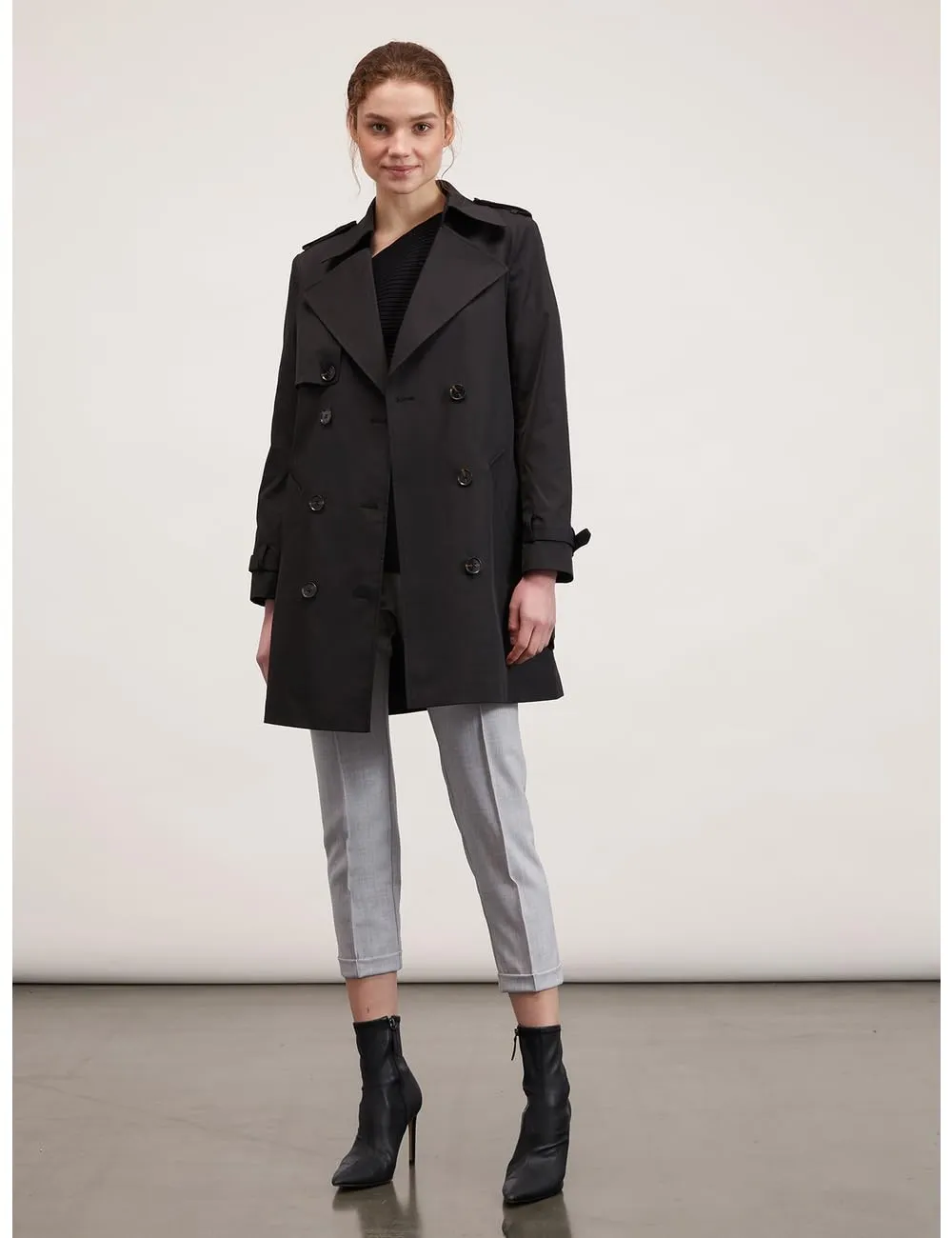 Motivi Trenchcoat mittellang schwarz Größe 44