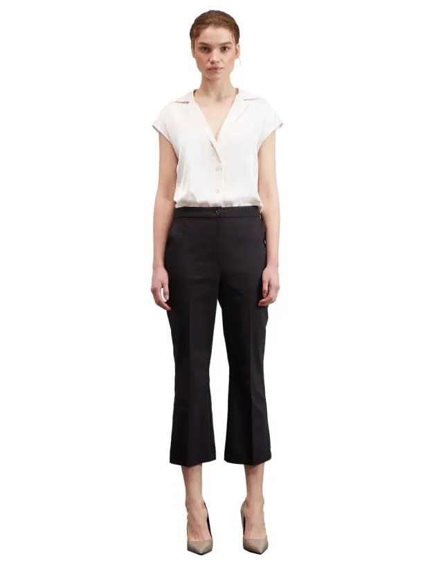 Motivi Kick-Flare-Hose Uni Stoffhose Baumwolle