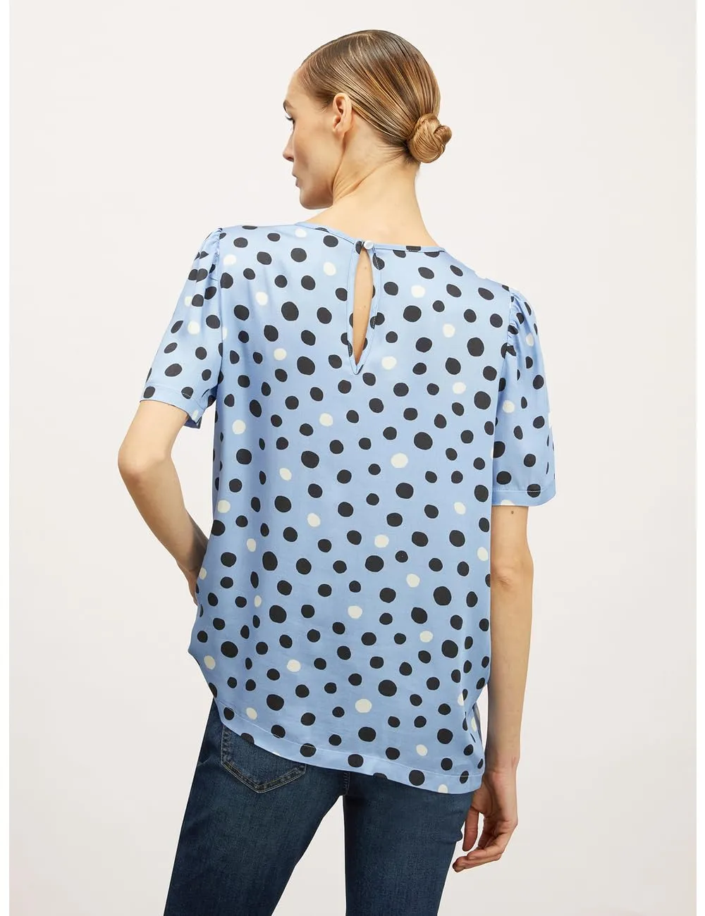 Motivi Bluse Satin Punktmuster Tropfenausschnitt