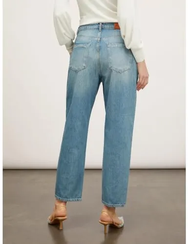 Motivi Balloon-Jeans hellblau Denim mit Strass-Stickerei