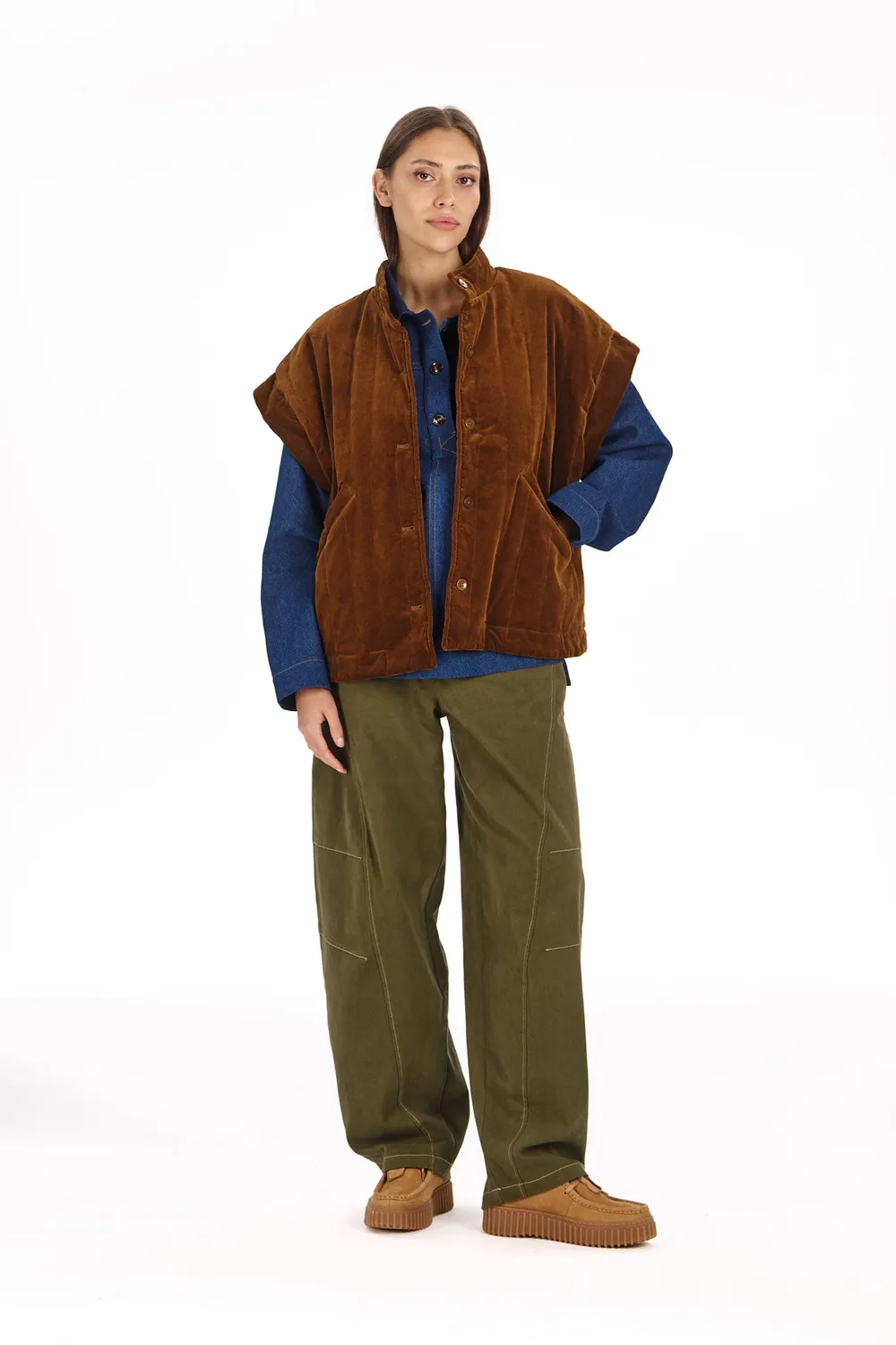 Komodo Daze Weste Chestnut Cord Bio-Baumwolle Damen