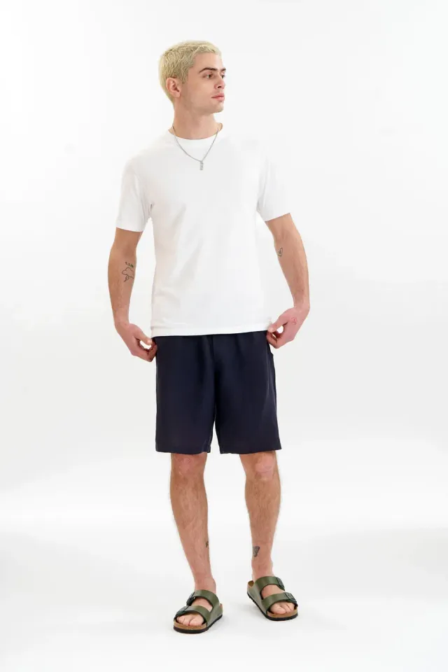 KOMODO JERRY Shorts Navy Tencel-Leinen
