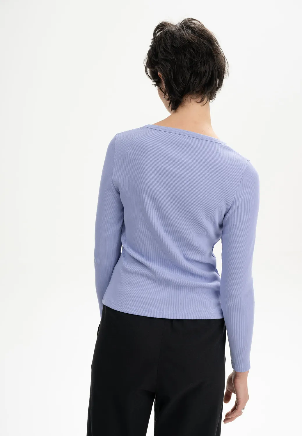 MELA MEHAR Ripp Longsleeve schwarz Bio-Baumwolle