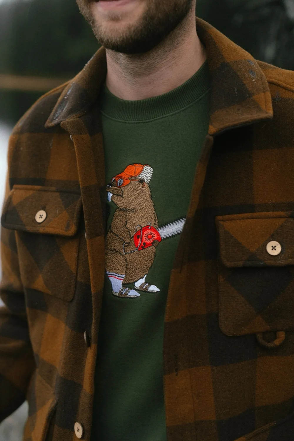 LAKOR Lazy Lumber Crewneck Sweatshirt Rifle Green Bio-Baumwolle