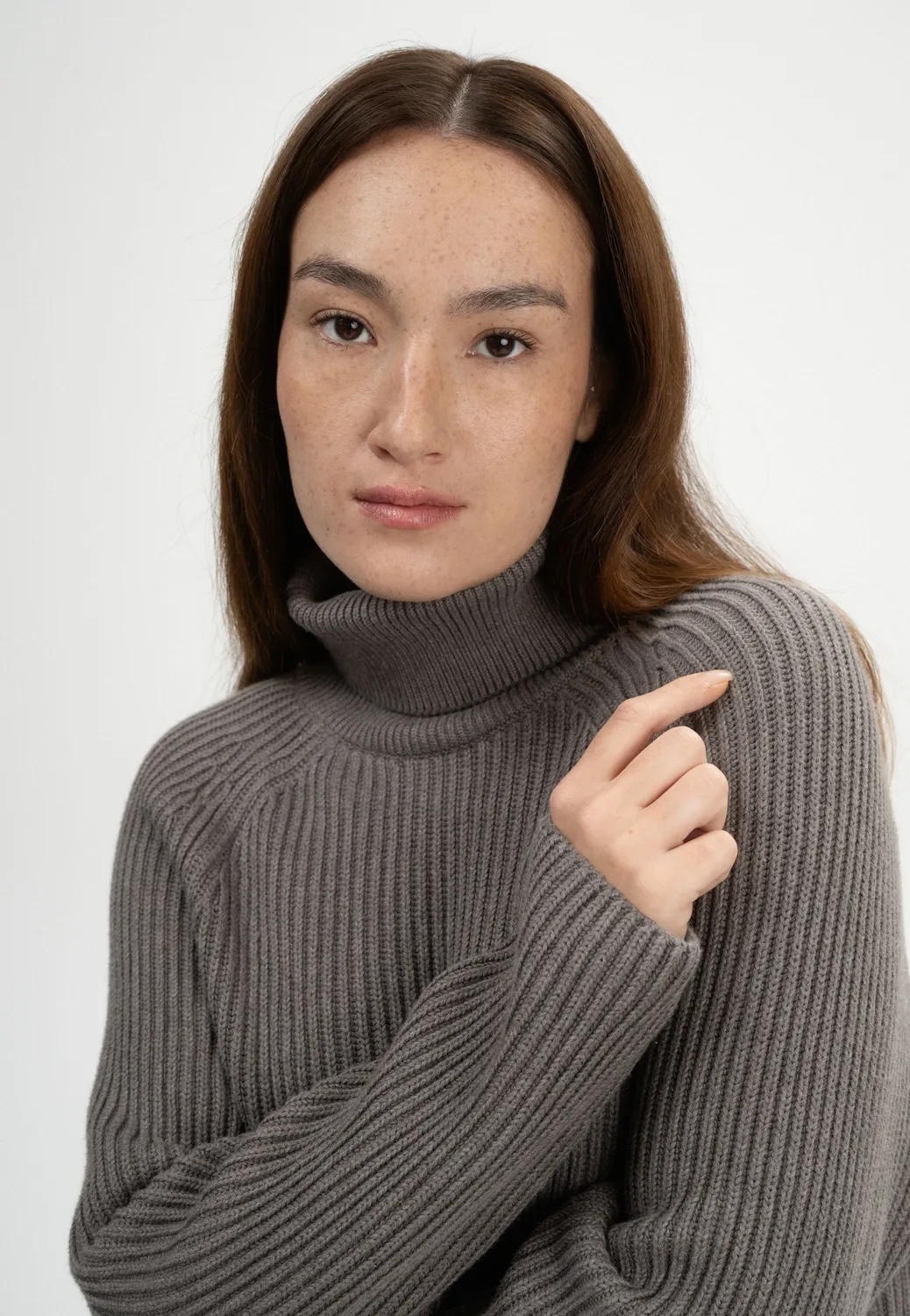 MELA CHIRHA Rollkragenpullover bear melange Gr. M Bio