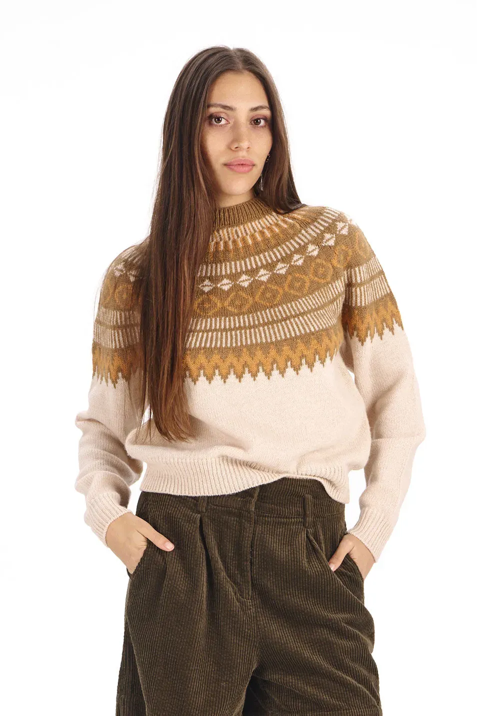 KOMODO FAIR Isle Pullover sand Lambswool