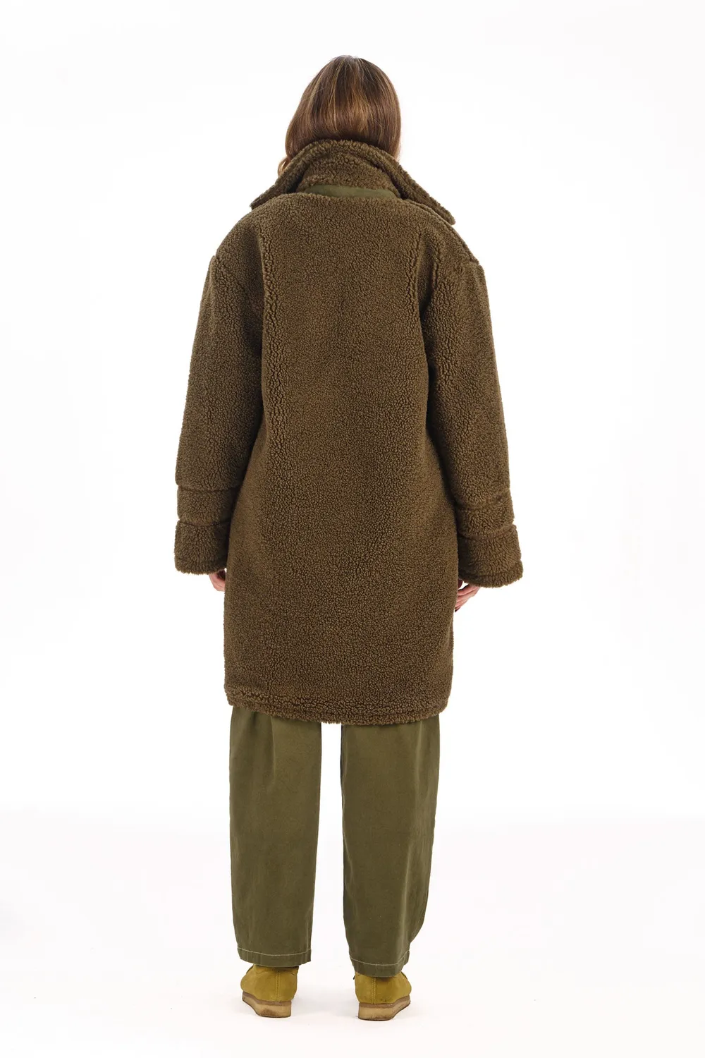 KOMODO DOMINI Recycled Fleece Trenchcoat oliv