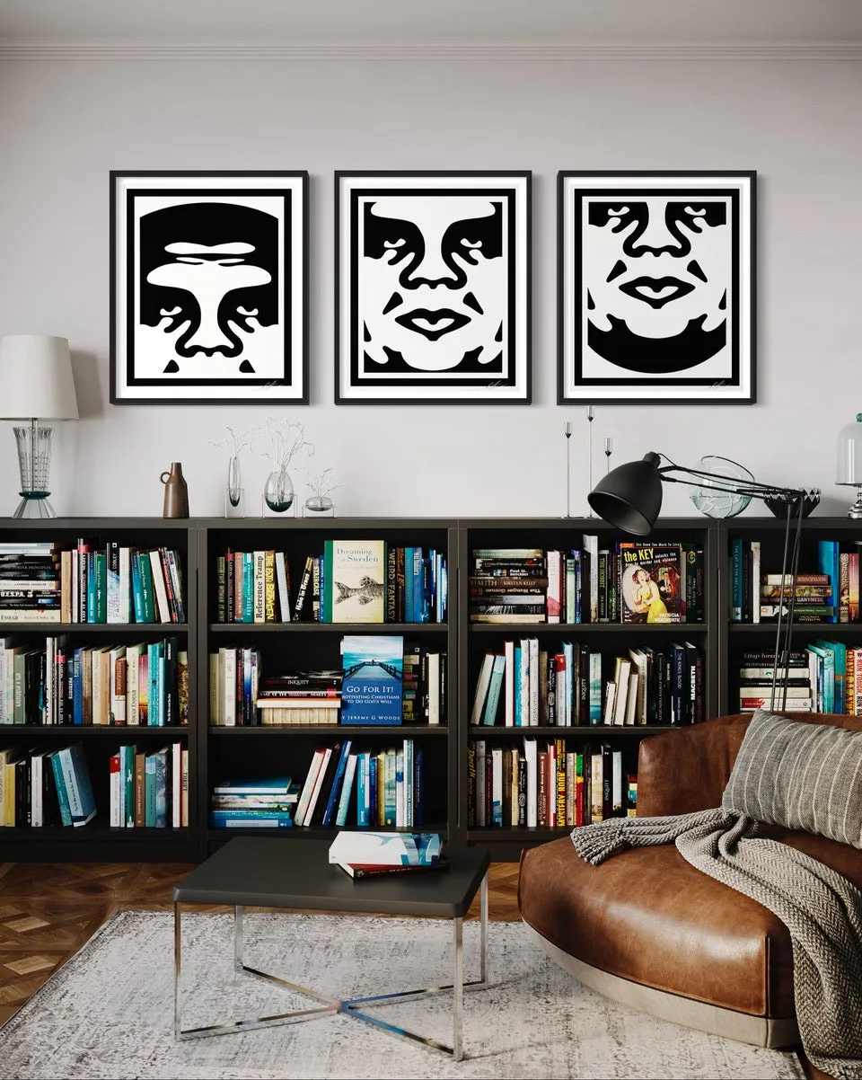 Obey 3-Face White Lithografie Set 3x 76x63 signiert
