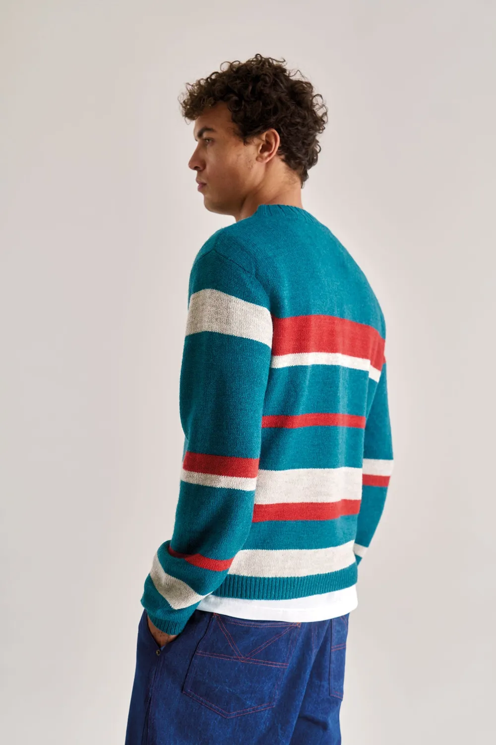 KOMODO GABRIEL Streifenpullover Evergreen Lambswool